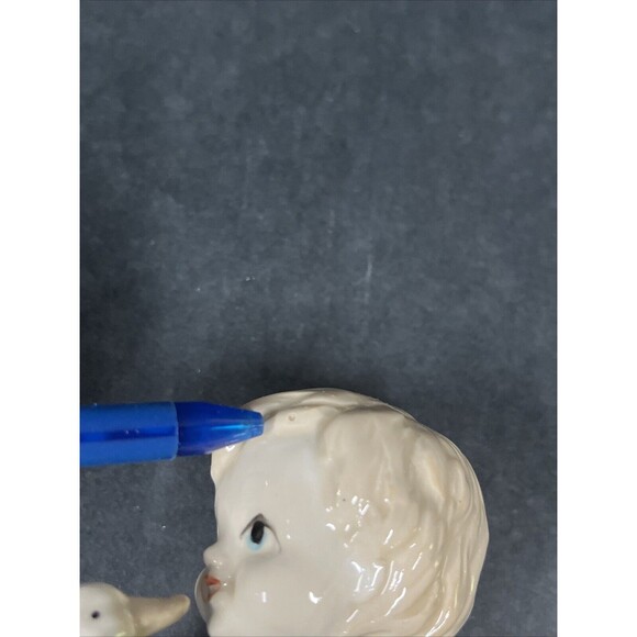 VTG Rotating Music Box Ceramic Figurine Boy & Duck 7” Tall Works - Picture 8 of 9